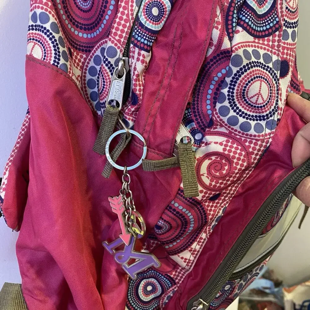 LL Bean Deluxe Book Pack Backpack Pink Swirl Kids School Travel Camping Hike Bag - Picture 8 of 12
